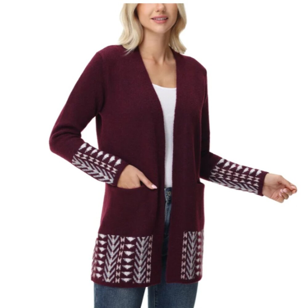 NWT Frye Women's Dark Red Patterned Cardigan Size Large